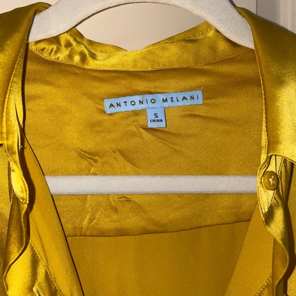 Antonio Melani Gold Yellow Silk Shirt Blouse size Small 4 / 6 - Picture 3 of 6